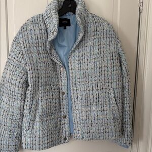 Express Light Blue Textured Puffer Jacket